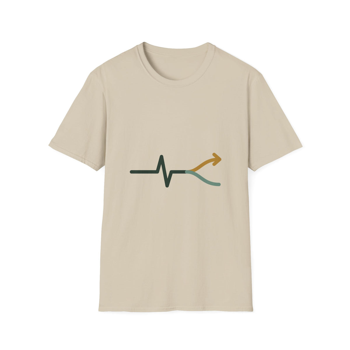 Fork Instinct Mark Tee in Natural and Sand — Minimalist Gut Instinct Graphic Tee, Earth Tone Unisex Shirt