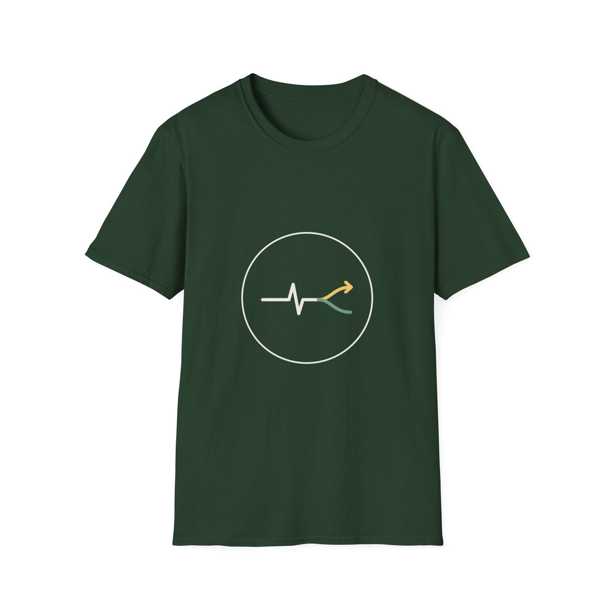 The Seal Tee in Forest Green and Black — Fork Instinct Ring Logo, Minimalist Circle Graphic Tee